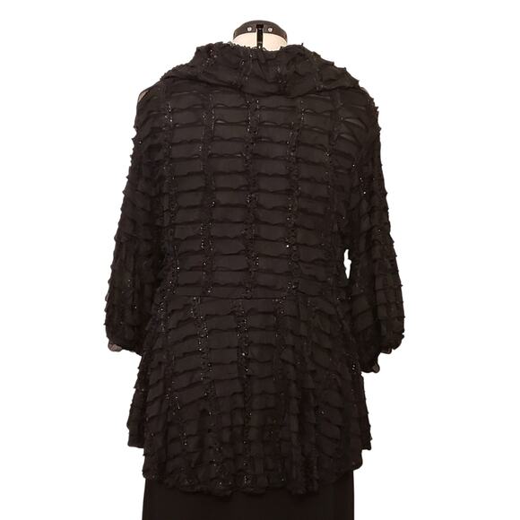 Come N See Black Ruffle Sequin Chiffon Jacket 2 PC Dress (Size 2X, NWT): - Picture 11 of 14
